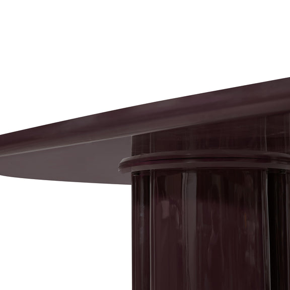 Zola 94.5" Lacquer Oval Dining Table - Burgundy