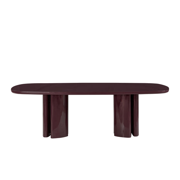 Zola 94.5" Lacquer Oval Dining Table - Burgundy
