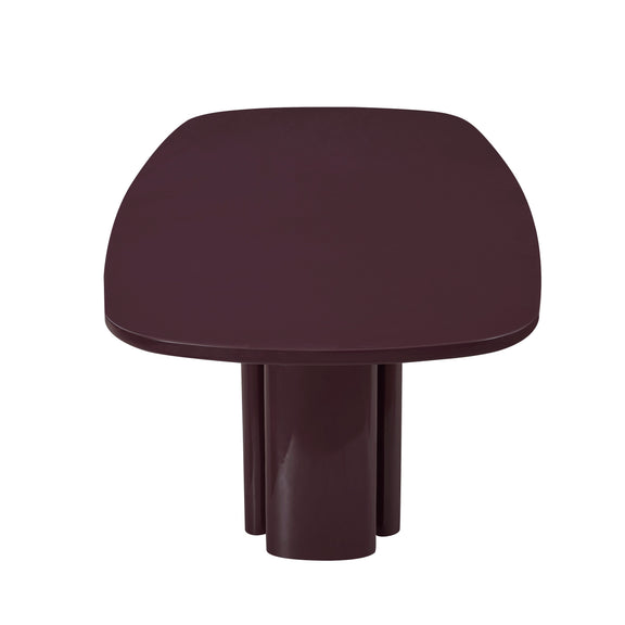Zola 94.5" Lacquer Oval Dining Table - Burgundy