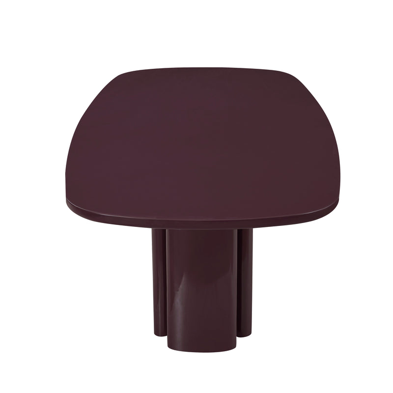 Zola 94.5" Lacquer Oval Dining Table - Burgundy