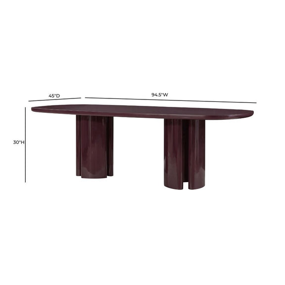 Zola 94.5" Lacquer Oval Dining Table - Burgundy