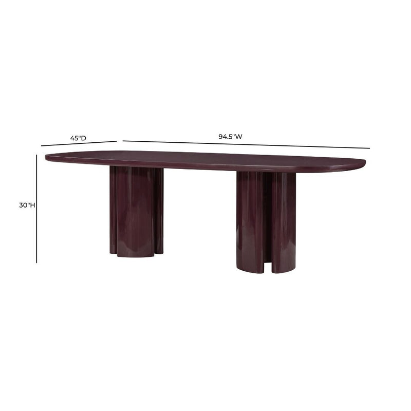 Zola 94.5" Lacquer Oval Dining Table - Burgundy