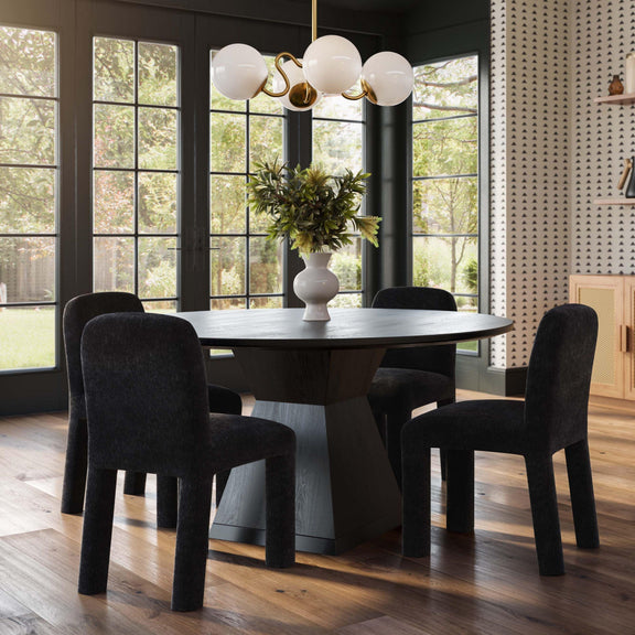 Nolan 56" Wood Round Dining Table - Black