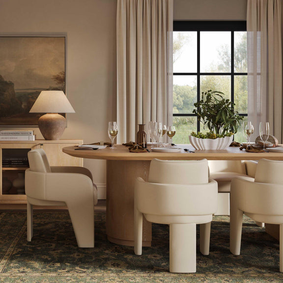 Marlow 102" Wood Oval Dining Table - Natural