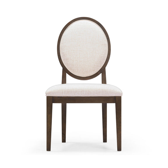 Mila Dark Brown and Beige Performance Fabric Dining Chair - Set of 2