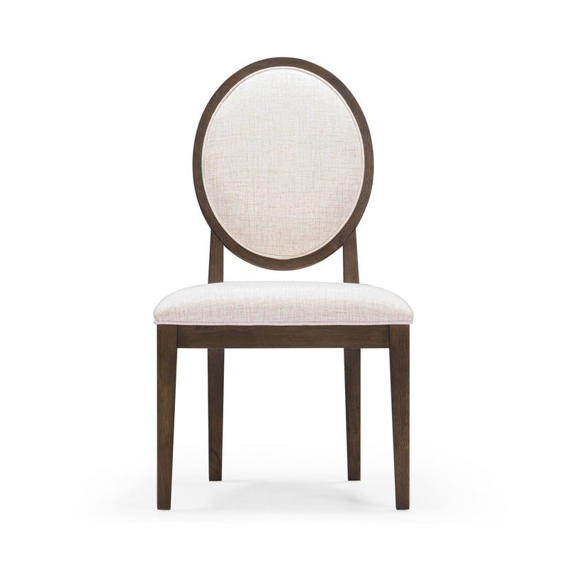 Mila Dark Brown and Beige Performance Fabric Dining Chair - Set of 2