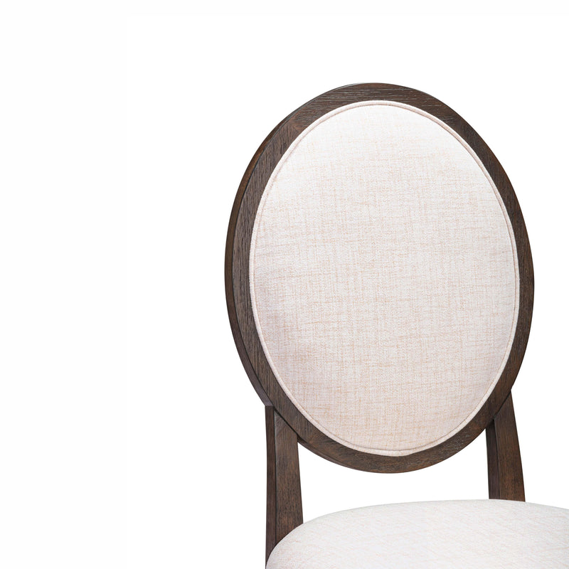 Mila Dark Brown and Beige Performance Fabric Dining Chair - Set of 2