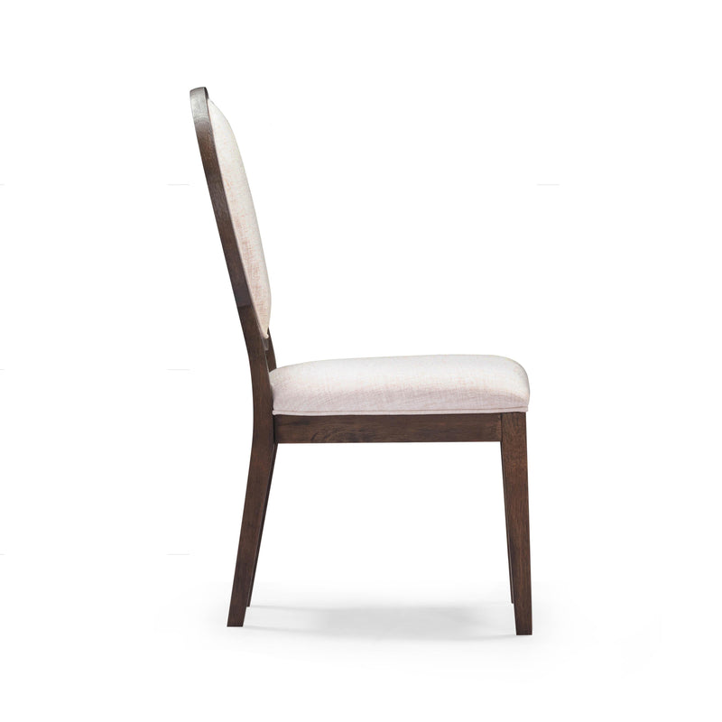 Mila Dark Brown and Beige Performance Fabric Dining Chair - Set of 2