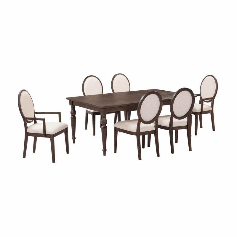 Mila Dark Brown and Beige Performance Fabric Dining Chair - Set of 2