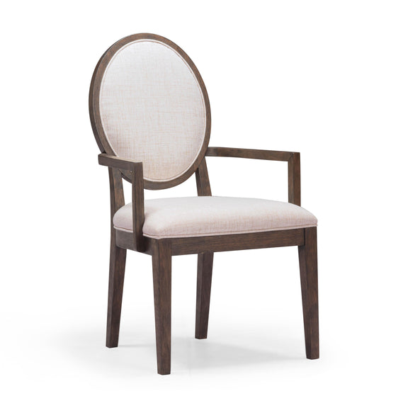Mila Dark Brown and Beige Performance Fabric Dining Armchair