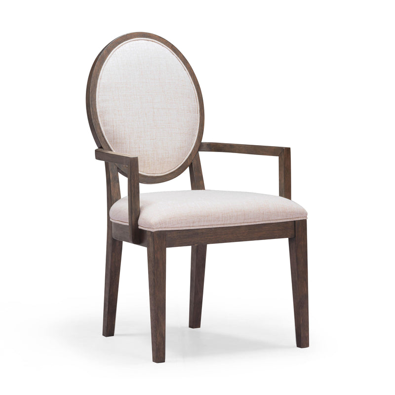 Mila Dark Brown and Beige Performance Fabric Dining Armchair