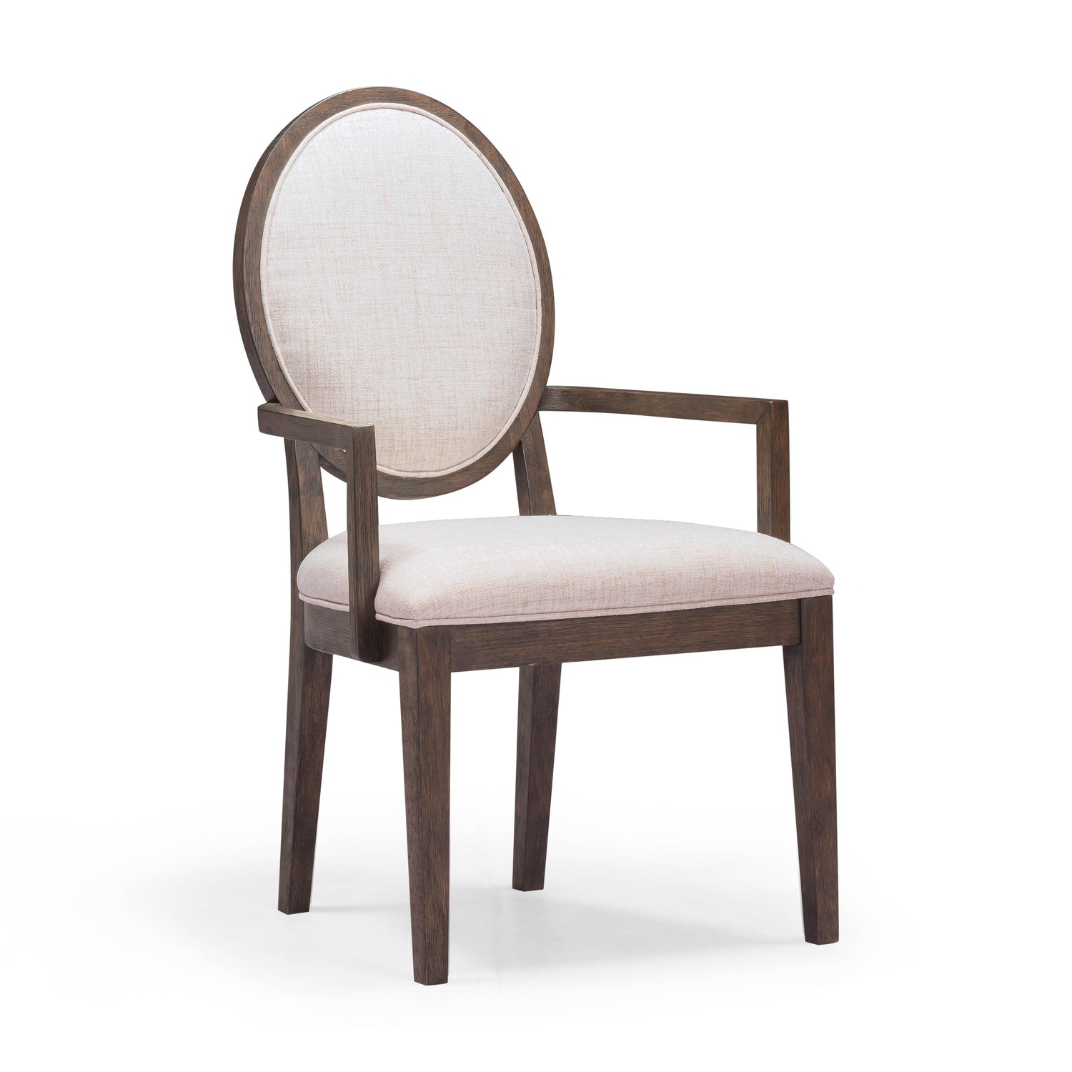 Mila Dark Brown and Beige Performance Fabric Dining Armchair