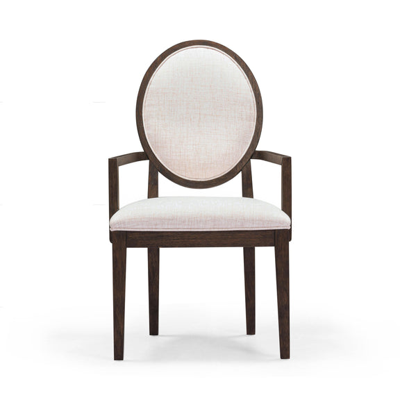 Mila Dark Brown and Beige Performance Fabric Dining Armchair