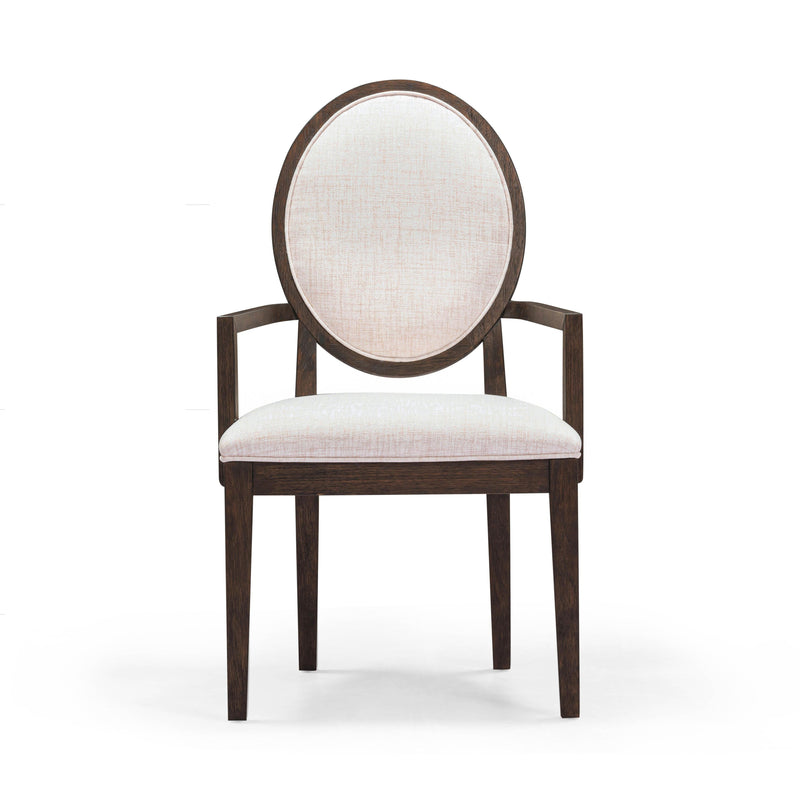 Mila Dark Brown and Beige Performance Fabric Dining Armchair