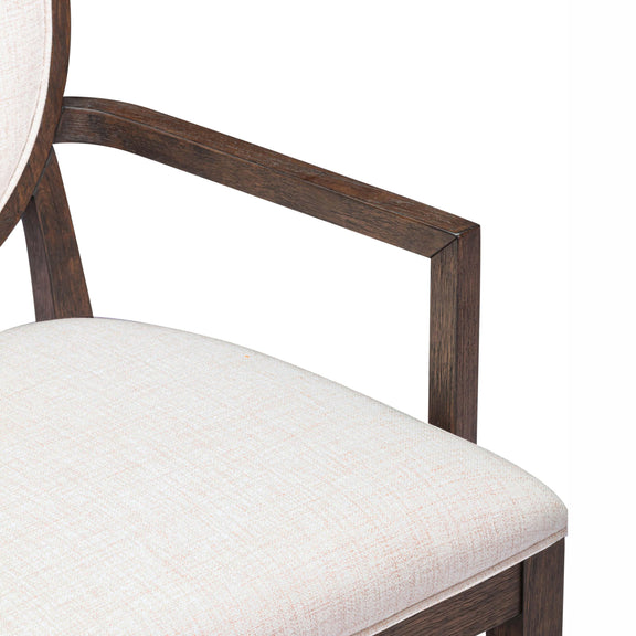 Mila Dark Brown and Beige Performance Fabric Dining Armchair