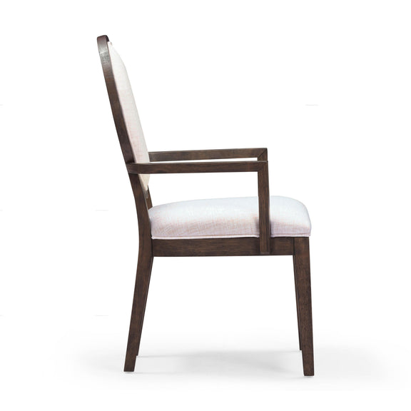 Mila Dark Brown and Beige Performance Fabric Dining Armchair