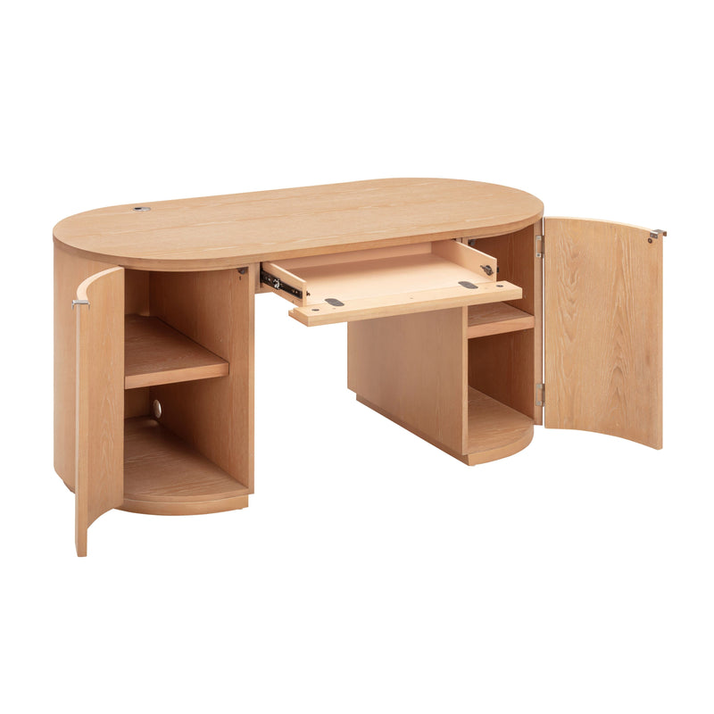 Marlow 64" Wood Executive Desk With Storage - Natural