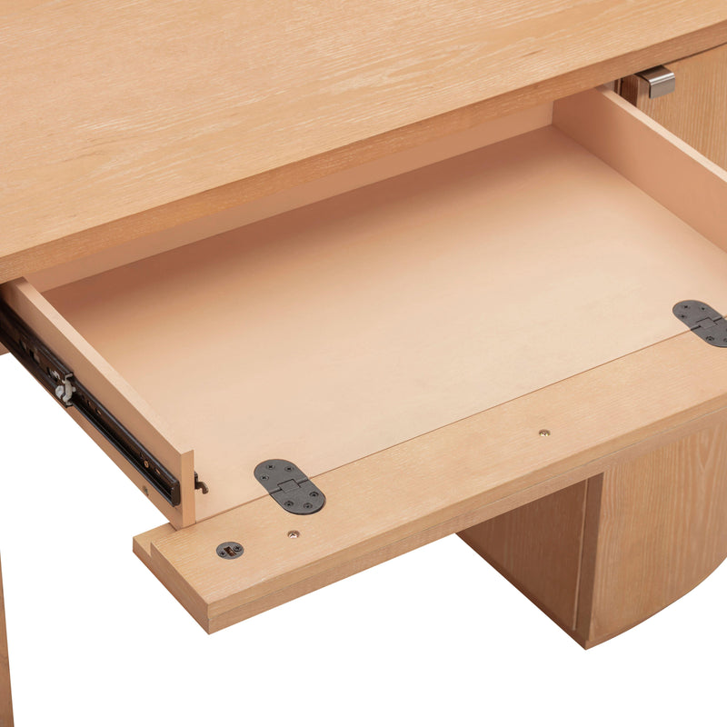 Marlow 64" Wood Executive Desk With Storage - Natural