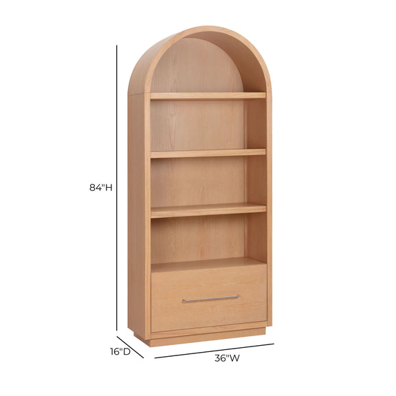 Marlow Wood Bookcase With File Drawer - Natural