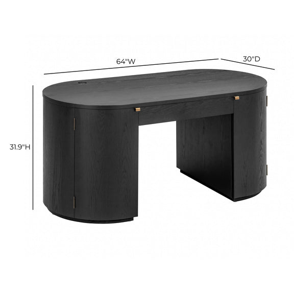 Marlow 64" Wood Executive Desk With Storage - Black