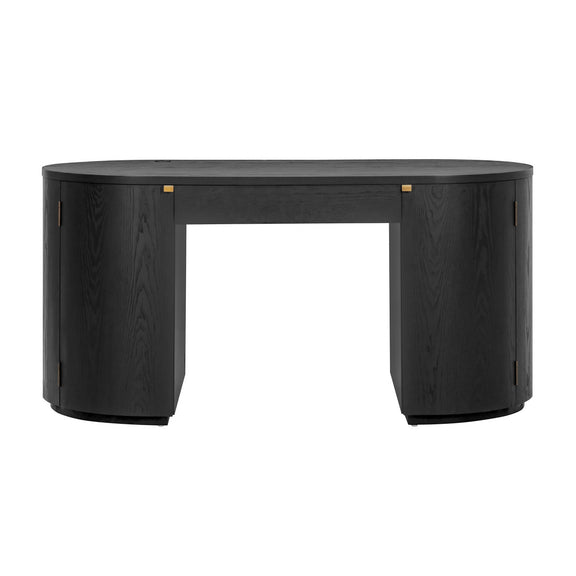 Marlow 64" Wood Executive Desk With Storage - Black