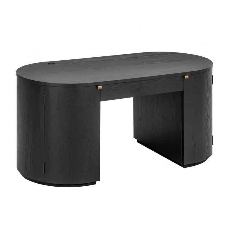 Marlow 64" Wood Executive Desk With Storage - Black