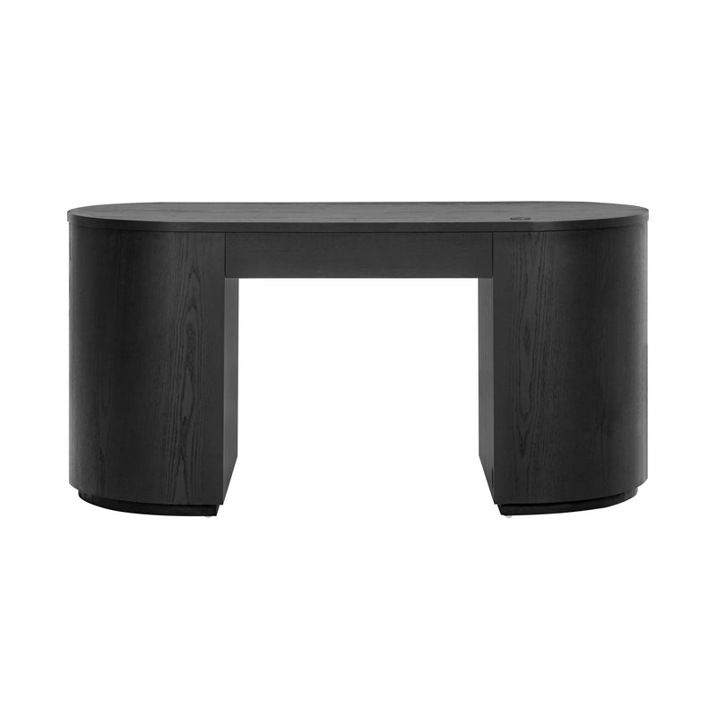 Marlow 64" Wood Executive Desk With Storage - Black
