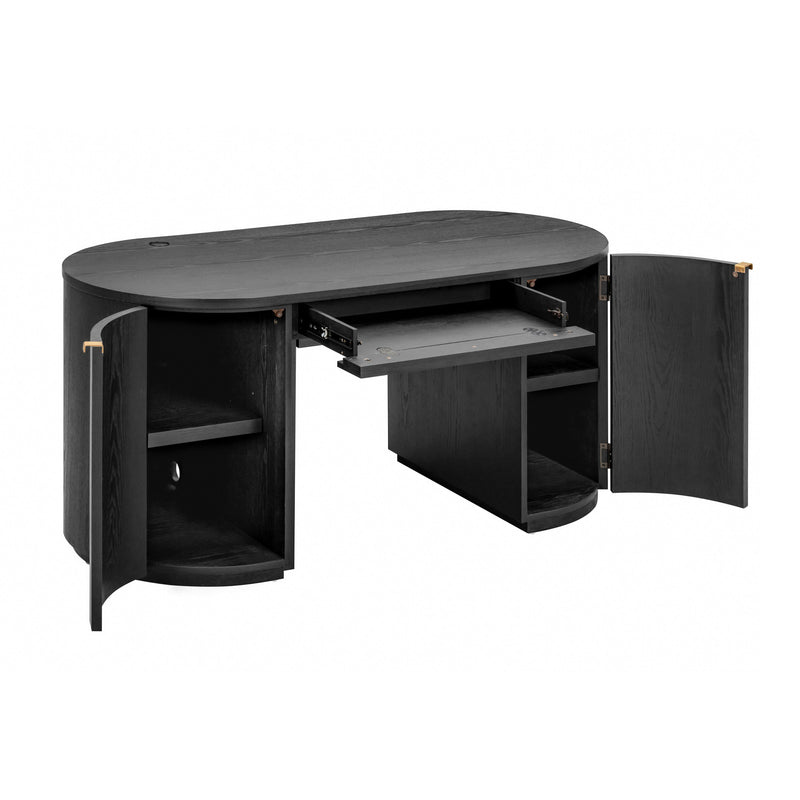 Marlow 64" Wood Executive Desk With Storage - Black