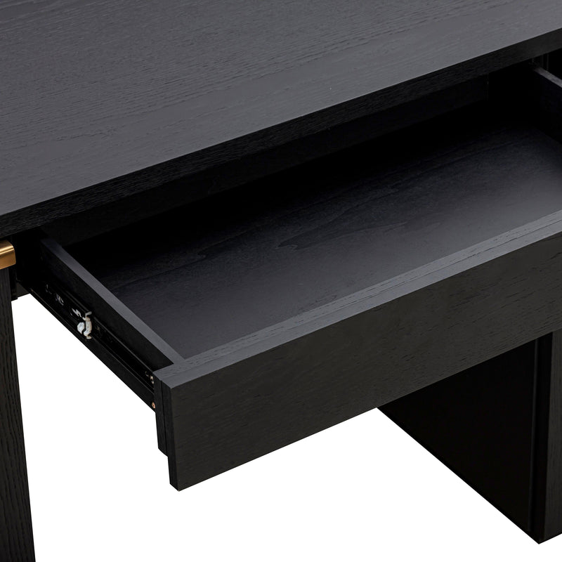 Marlow 64" Wood Executive Desk With Storage - Black