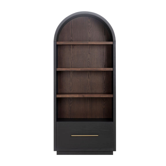Marlow Wood Bookcase With File Drawer - Black