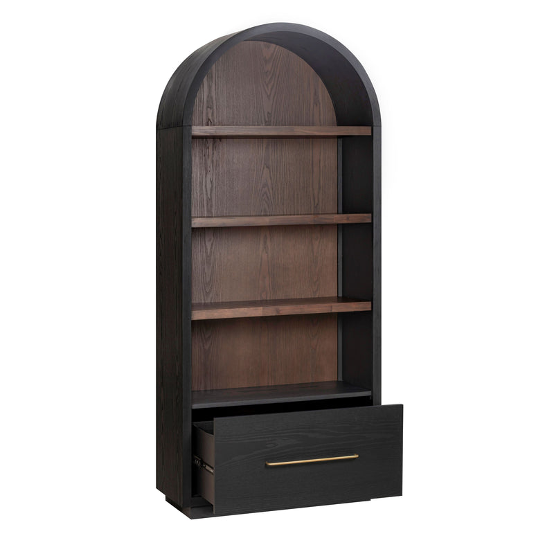Marlow Wood Bookcase With File Drawer - Black