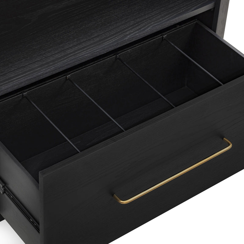 Marlow Wood Bookcase With File Drawer - Black
