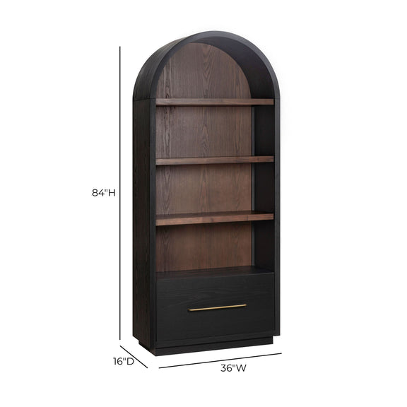 Marlow Wood Bookcase With File Drawer - Black