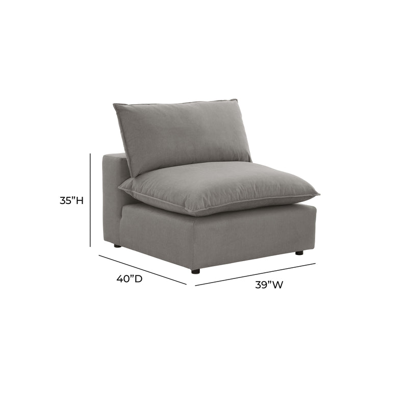 Cali Performance Fabric Modular Armless Chair - Slate