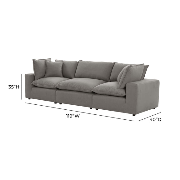 Cali 120" Performance Fabric Modular Sofa - Slate