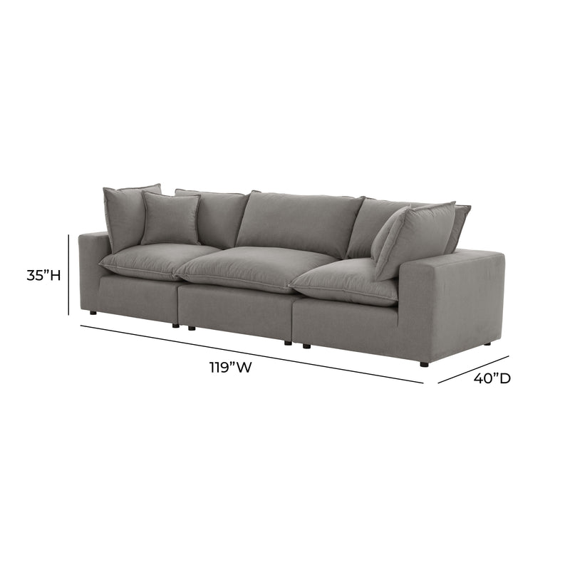 Cali 120" Performance Fabric Modular Sofa - Slate