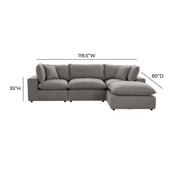 Cali 4-Piece Performance Fabric Modular Sectional - Slate