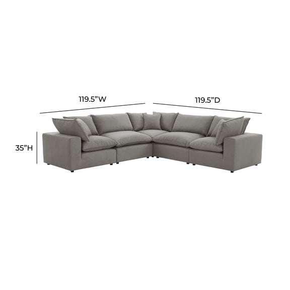Cali 5-Piece Performance Fabric Modular L-Sectional - Slate