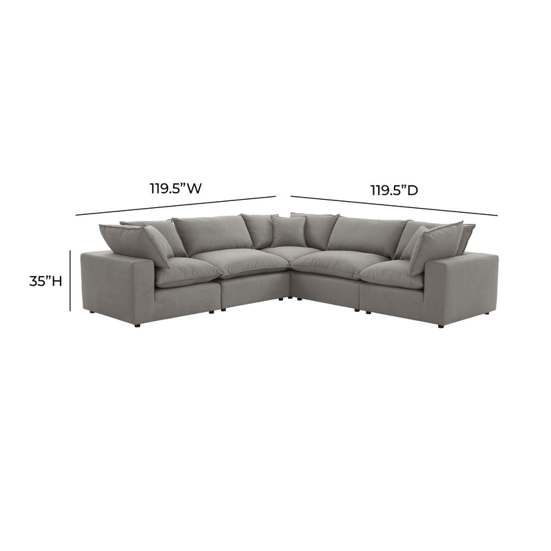 Cali 5-Piece Performance Fabric Modular L-Sectional - Slate