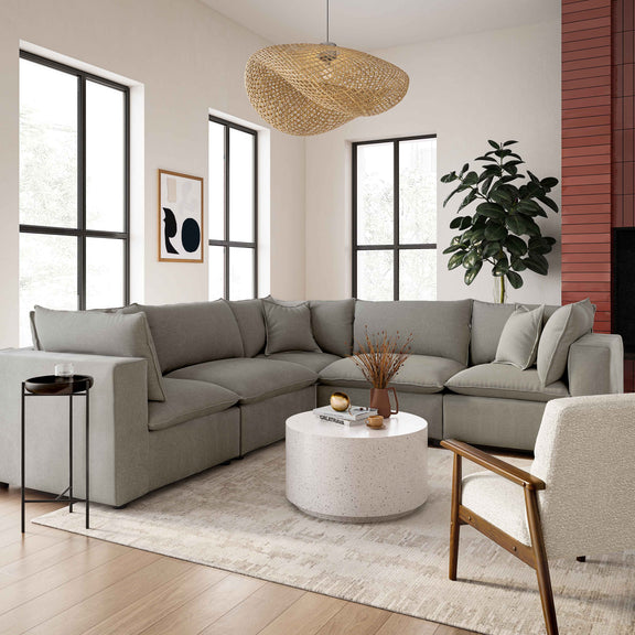 Cali 5-Piece Performance Fabric Modular L-Sectional - Slate