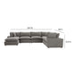 Cali 7-Piece Performance Fabric Modular Large Chaise Sectional - Slate