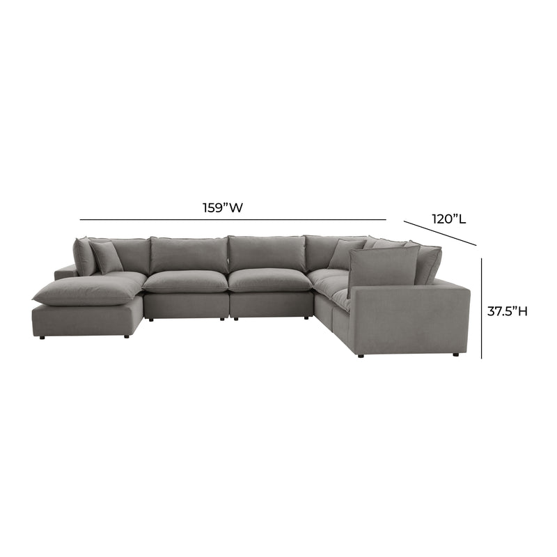 Cali 7-Piece Performance Fabric Modular Large Chaise Sectional - Slate