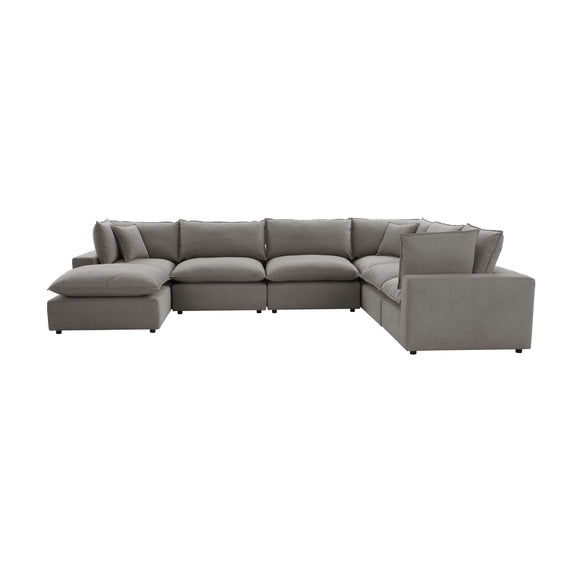 Cali 7-Piece Performance Fabric Modular Large Chaise Sectional - Slate