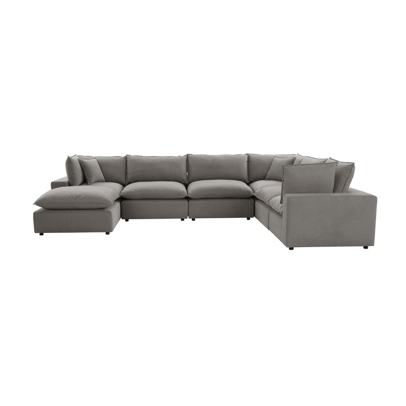 Cali 7-Piece Performance Fabric Modular Large Chaise Sectional - Slate