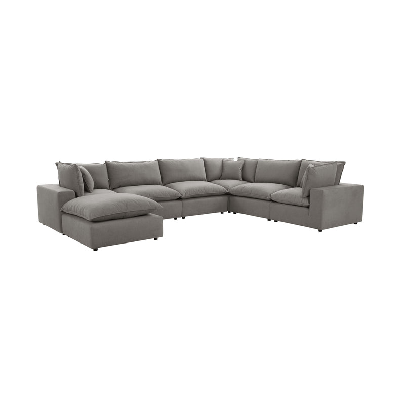 Cali 7-Piece Performance Fabric Modular Large Chaise Sectional - Slate