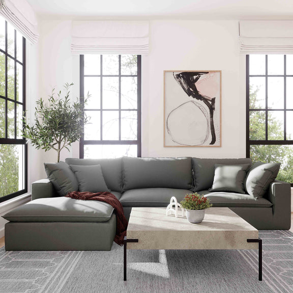 Cali Performance Fabric Ottoman - Slate