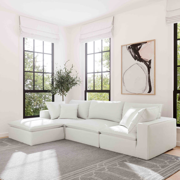 Cali Performance Fabric Modular Armless Chair - Pearl
