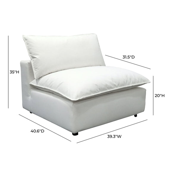 Cali Performance Fabric Modular Armless Chair - Pearl