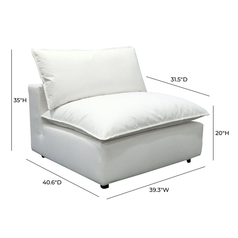 Cali Performance Fabric Modular Armless Chair - Pearl