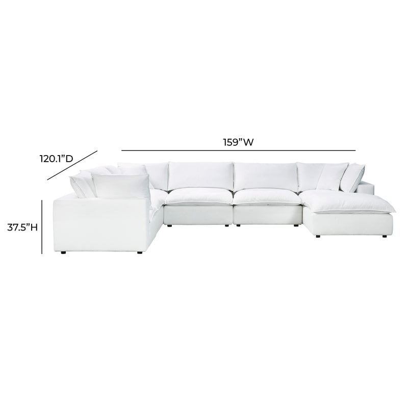 Cali 7-Piece Performance Fabric Modular Large Chaise Sectional - Pearl